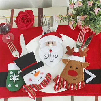 6pcs/set Decoratiuni de Craciun Pentru Casa de om de Zăpadă Tacâmuri Saci de crăciun Moș Crăciun Bucătărie, Masă Tacâmuri Costum Set Decor