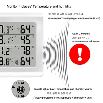 Stație Meteo Digitală Termometru Higrometru Interior Temperatura Exterioară Senzor De Umiditate Monitor De Alertă+3 Transmițător Wireless