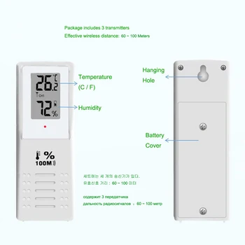 Stație Meteo Digitală Termometru Higrometru Interior Temperatura Exterioară Senzor De Umiditate Monitor De Alertă+3 Transmițător Wireless