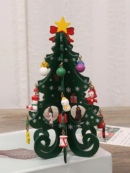 DIY Mini din Lemn de Pomi de Crăciun Decor Ornamente Festival Petrecere de Crăciun Pom de Masa Decor de Birou pentru Copii Cadouri de Crăciun