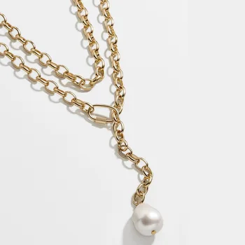 2020 Nou Boemia De Epocă T Pin Geometrică Colier De Perle Pentru Femei De Moda De Aur De Culoare Lanț Pandantiv Coliere Bijuterii
