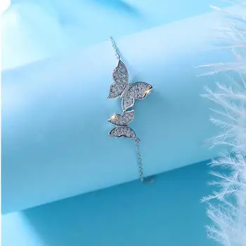 Noua Moda Simplu Dulce Zircon Fluture Bratari & Brățări Pentru Femei Argint 925 Bijuterii de Nunta Cadouri pulseira SAB34