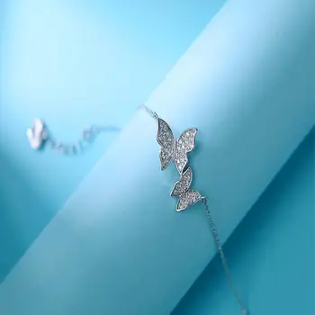 Noua Moda Simplu Dulce Zircon Fluture Bratari & Brățări Pentru Femei Argint 925 Bijuterii de Nunta Cadouri pulseira SAB34