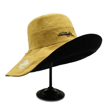 Dublu-side de Primăvară Femei Pălărie Cap Plat Găleată Doamna cu Pălărie de protecție Solară, Pălării de Vară de sex Feminin Hip Hop Panama Capace Broderie Pălărie de Pescar
