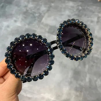 Moda de Lux ochelari de Soare Rotund Femei Vintage Supradimensionate Stras Ochelari de Soare Barbati de Brand Designer de Ochelari Oculos de sol UV400