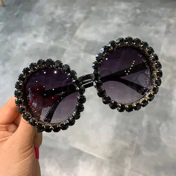 Moda de Lux ochelari de Soare Rotund Femei Vintage Supradimensionate Stras Ochelari de Soare Barbati de Brand Designer de Ochelari Oculos de sol UV400