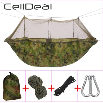 CellDeal Camping Hamac cu Plasă de Țânțari Lumina Portable Swing de Dormit în aer liber, Hamac cu Parașuta Hamace Camping Chestii Pop-Up