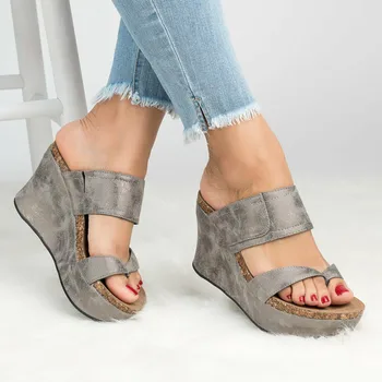 Flip Flops pentru Femei Fund Gros Pene Platforma Pantofi cu Toc 2018 Femei Vara Sandale cu toc Înalt Pantofi