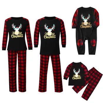 Toamna Bărbați Mama Copil Drăguț Deer T-shirt, Bluze Bluza Pantaloni Pijamale Crăciun Romper Tinutele de Familie Potrivire Haine Circe