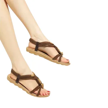 Femei Sandale De Vară 2021 Femeie Pantofi Papuci De Femei Pantofi De Plaja Gladiator Margele Sandale Doamna Joasa Sandale Toc De Încălțăminte