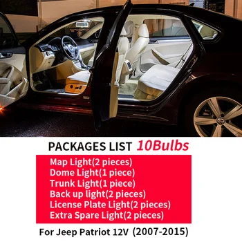 10buc Canbus fara Eroare Bec LED Pachet Kit pentru anii 2007-Jeep Patriot 12V Interior Hartă Dom Portbagaj Licență Lumina