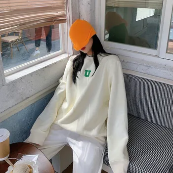 Femei Fără Pălărie Hanorace Pierde Scrisoarea Imprimate Hip Hop Streetwear Stil De Moda Coreeană Îngroșa Plus De Catifea, Jachete Harajuku Retro