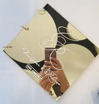 Personalizate Nunta de Aur carte de Oaspeti gravate oglindă feliuta album Foto aniversare cadouri de Nunta rustic carte de oaspeti copil de dus