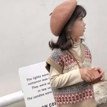 Copii coreeană pulover tricotate vesta fete toamna iarna haine copii V-neck vest adolescentă tinute de toamna
