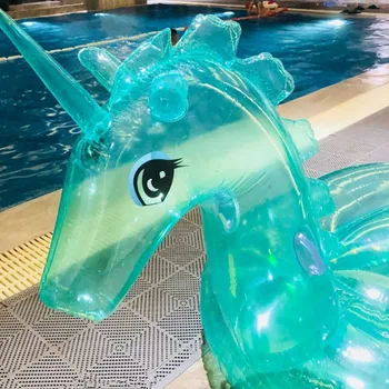 240cm Gigant Sclipici Unicorn Cristal Verde Roz Pegasus Piscina Gonflabila Float 2018 Plimbare-Pe Inel de Înot Saltea de Aer Jucării de Apă