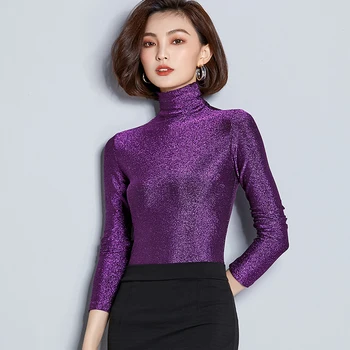 Guler Luminoase, Bluze Femei 2020 Toamna Noua Întinde Plus Dimensiunea Îmbrăcăminte Camasi Cu Maneca Lunga Streetwear Slim Tunica Femei Topuri