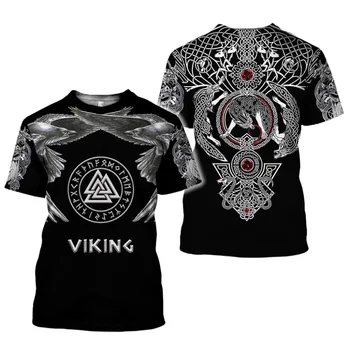 2020 Noua Moda Barbati hanorace Imprimate 3D Viking Tatuaj tricou tricouri pantaloni scurți maneca Îmbrăcăminte Unisex Nordici cosplay streetwear-4