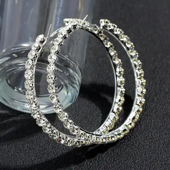 Modă Nouă Mare Cerc Mic de Cristal Hoop Cercei pentru Femei de Aur de Argint de Culoare Geometrice Rotunde Cercei Bijuterii de Lux Cadou pentru Petrecere