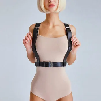 2020 Noua Moda Curele Late pentru Femei PU Negru din Piele de Curea Corset Brand Designer de sex Feminin Sexy Ham Piept portjartier