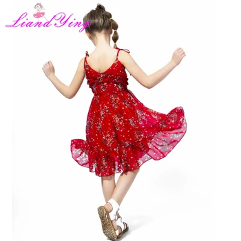 Fată drăguță de Vară Pufos Florale Rochie Rosie copil Copil Copil Copii Fată Dress fără Mâneci Sling Rochie Tutu Colorate Sundress 1-12Y