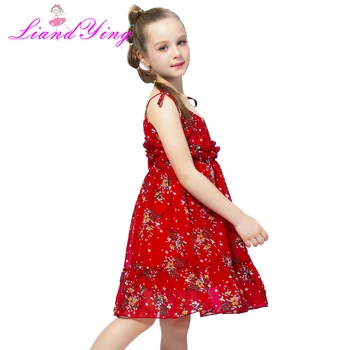 Fată drăguță de Vară Pufos Florale Rochie Rosie copil Copil Copil Copii Fată Dress fără Mâneci Sling Rochie Tutu Colorate Sundress 1-12Y