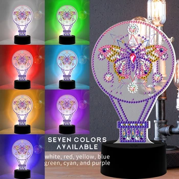 În 2020, Noul 5D DIY Speciale în Formă de Diamant Pictura 7 Culori LED Noapte Lumina Lămpii Pad Bord Acrilice Desene animate Acasă Decorare Cadou