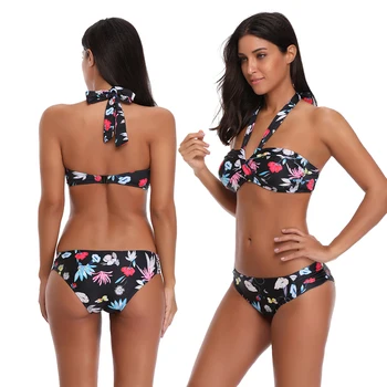 2018 Sexy Bikini Costume De Baie Femei Costume De Baie Halter Top Imprimat Brazilian Bikini Set Costum De Baie Summer Beach Purta Biquini