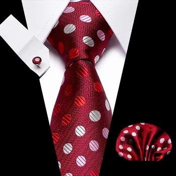 Nunta Bărbați Cravată, Batistă Cuffink Cravată Set Jacquard Țesute 7.5 cm Mătase Roșie Monofazate Cravata Accesorii de Lux Papion