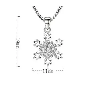 925 Sterling de Argint Colier Pentru Femei Zirconiu Fulg de nea Coliere & Pandantive 45CM Lanț de Link-ul Lanț kolye collares S-N186