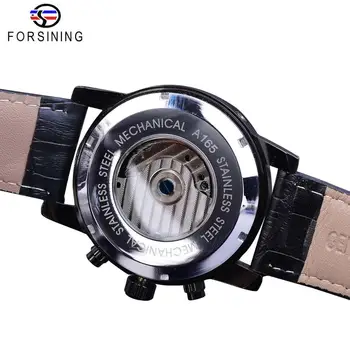 Moda Forsining Tourbillion Val Negru Ceas De Aur Multi-Funcția De Afișare Mens Automatic Ceasuri Mecanice De Top De Brand De Lux