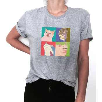Femei T Shirt Kawaii Cat de Imprimare Tee Topuri de Vară 2020 Maneci Scurte Grafic Teuri pentru Femei Îmbrăcăminte de Epocă Harajuku Tricou Alb de Sus