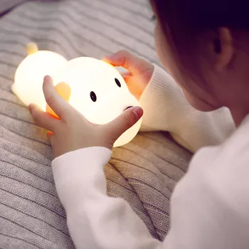 Silicon Câine Lumină de veghe LED cu Senzor Tactil 2 Culori Catelus Lampa Estompat Timer USB Reîncărcabilă Lampă de Noptieră pentru Copii