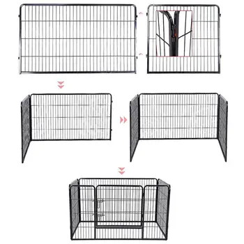 4BUC Gard de Siguranță de uz Casnic Grădină Multifuncțional 125X80X70cm Dublu de Blocare a Ușii de Companie Gard de Plasă Pliabil Îngroșat Ladă de Fier HWC