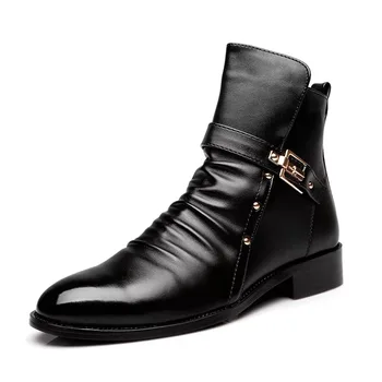 Primavara/Iarna Blana Barbati Chelsea Cizme, Stil de Cizme de Moda,Negru/Maro/Rosu Brogues Moale din Piele Pantofi Casual dimensiune 38-46 eur