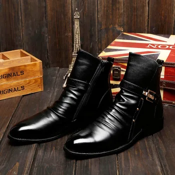 Primavara/Iarna Blana Barbati Chelsea Cizme, Stil de Cizme de Moda,Negru/Maro/Rosu Brogues Moale din Piele Pantofi Casual dimensiune 38-46 eur