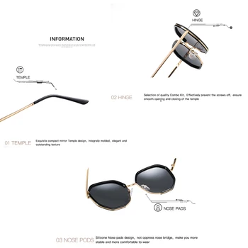 AEVOGUE Noi Femeile Metal Poligon Supradimensionat de Călătorie de Moda ochelari de Soare Polarizat Gradient de Lentile UV400 Ochelarii de Condus AE0840