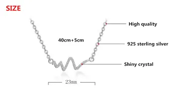 Argint 925 electrocardiograma de cristal coliere lanț scurt pentru femei bijuterii cadou en-gros picătură de transport maritim