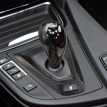 Auto Styling Real Fibra de Carbon de Schimbare a vitezelor se Ocupe de Maneca Acoperi Autocolante Garnitura Pentru BMW M2 M3 M4 M5 X5M X6M Auto Accesorii de Interior