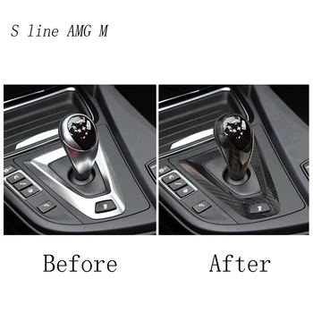 Auto Styling Real Fibra de Carbon de Schimbare a vitezelor se Ocupe de Maneca Acoperi Autocolante Garnitura Pentru BMW M2 M3 M4 M5 X5M X6M Auto Accesorii de Interior