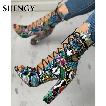SHENGY Club de noapte de Primăvară Serpentine Platforma Tocuri Femei de Moda Tocuri de 10 cm Tocuri Sandale cu Platforma Pantofi de Nunta Petrecere