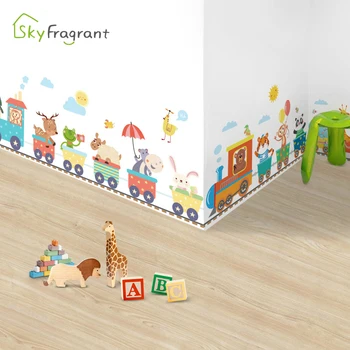 Animale de desene animate tren de perete autocolant auto-adeziv camera pentru copii decor dormitor pentru copii autocolante plinta de perete decor decor acasă