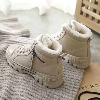 Cizme de iarna Doamnelor Cizme de Zapada Scurt Glezna Cizme de Warm-Up de Pluș de Iarnă Pantofi pentru Femei Adidași Pantofi Plat Dantela-Up Pantofi pentru Femei