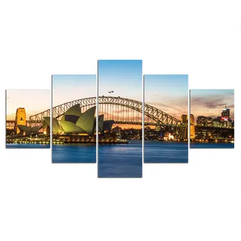 Perete Postere Si Printuri De 5 Piese Sydney Opera De Arta De Perete Tablouri Canvas Wall Art Poza De Decor Acasă