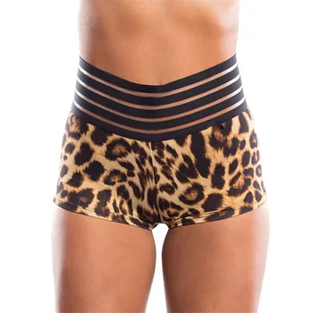 SVOKOR 2019 Femei pantaloni Scurți de Înaltă Talie Subțire Leopard Print pantaloni Scurti de Vara cu Dungi Elastic Respirabil