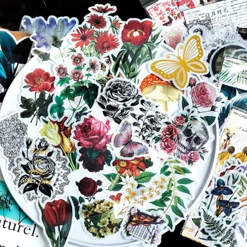 60Pcs/pachet Japonez Vintage Folie Autocolant Flori Scrapbooking Creative DIY Jurnalul Decorative Etichetă Adezivă Rechizite