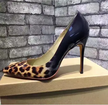 2020 Brand Roșu de Moda Pantofi cu Toc Femei Leopard Negru Superficial Gura Bine Subliniat de la Picior Toc Pantofi Femei Pantofi de Nunta 10cm