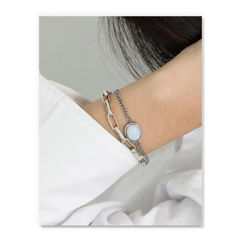 S ' STEEL Opal Bratari Cadou Pentru Femei de Argint 925 de Lux de Designer Simplu Lanț Geometrice Bratara Joyas De Plata Bijuterii