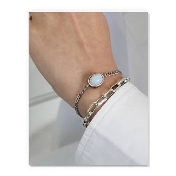 S ' STEEL Opal Bratari Cadou Pentru Femei de Argint 925 de Lux de Designer Simplu Lanț Geometrice Bratara Joyas De Plata Bijuterii