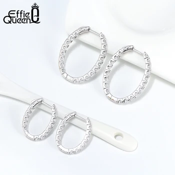 Effie Regina Cercei 2020 Trendy Mare Hoop Cercel Real Argint 925 Placat cu Cercei pentru Femei Bijuterii Petrecere de Nunta Cadou