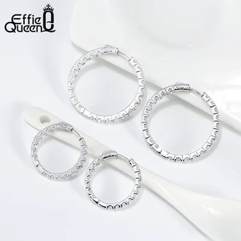 Effie Regina Cercei 2020 Trendy Mare Hoop Cercel Real Argint 925 Placat cu Cercei pentru Femei Bijuterii Petrecere de Nunta Cadou
